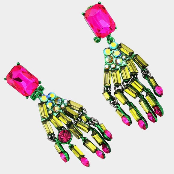 Betsey Johnson RICH WITCH DROP EARRINGS - GREEN - Picture 3 of 8